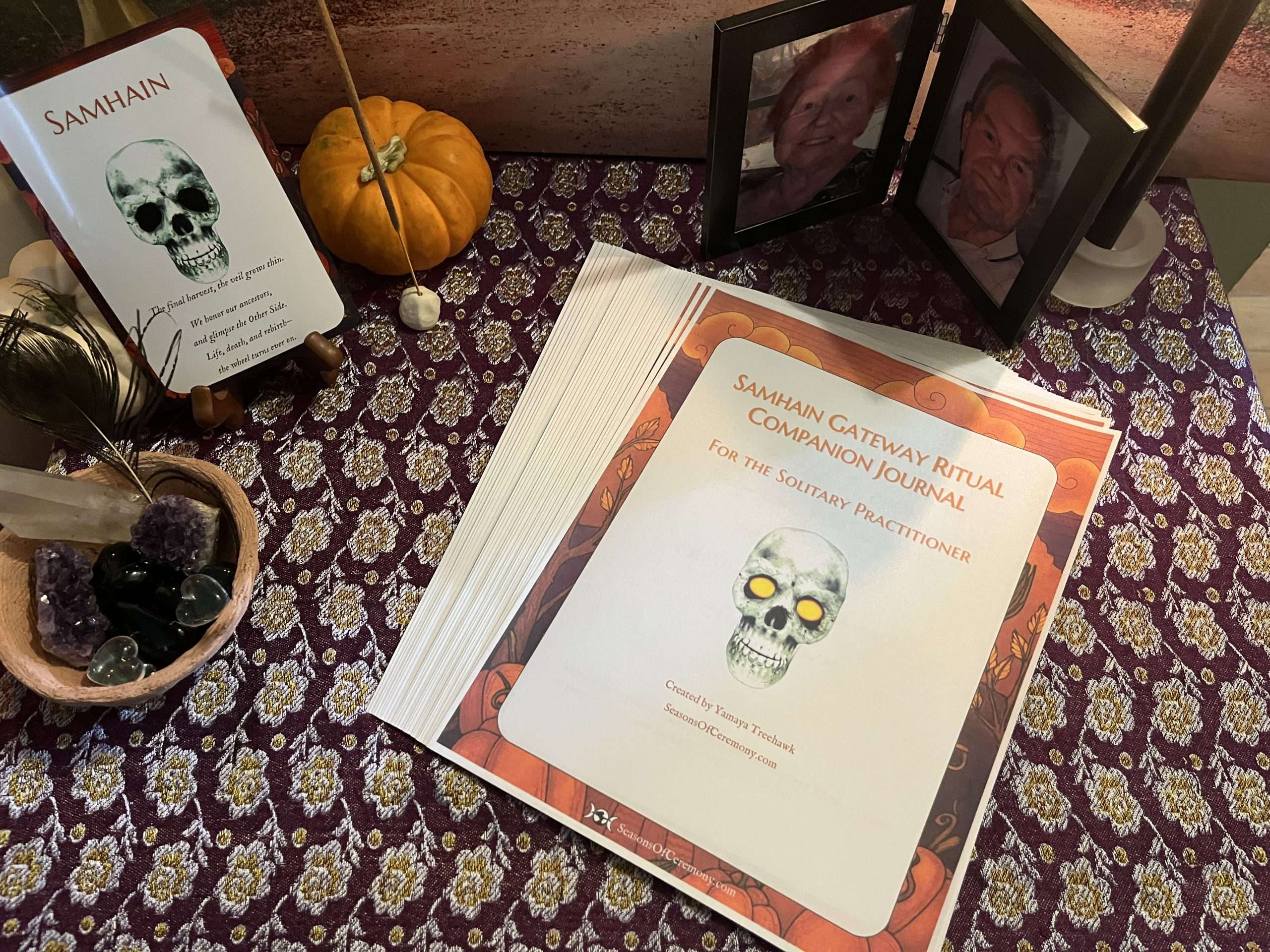 Samhain ritual artwork — At the Threshold Between Worlds; woven with meaning for the turning of the Wheel.