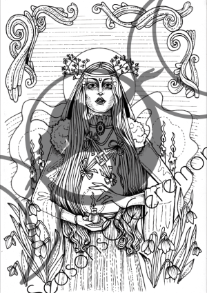 Imbolc Coloring Page – Kindling the First Flame