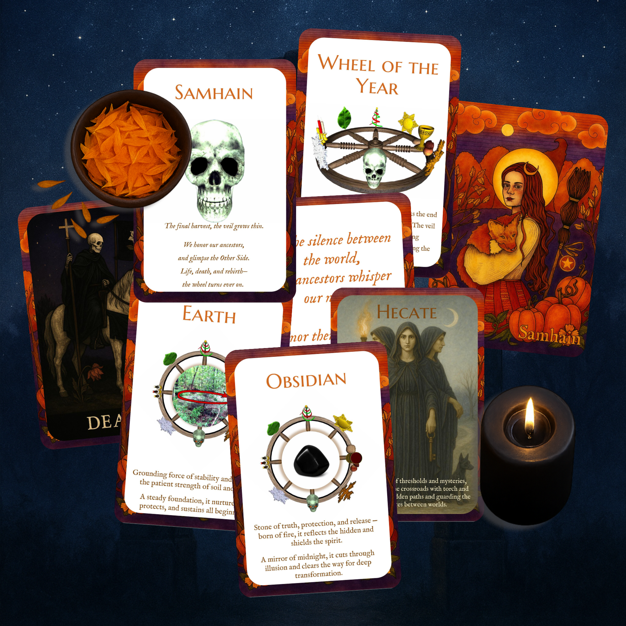 Samhain ritual artwork — At the Threshold Between Worlds; woven with meaning for the turning of the Wheel.