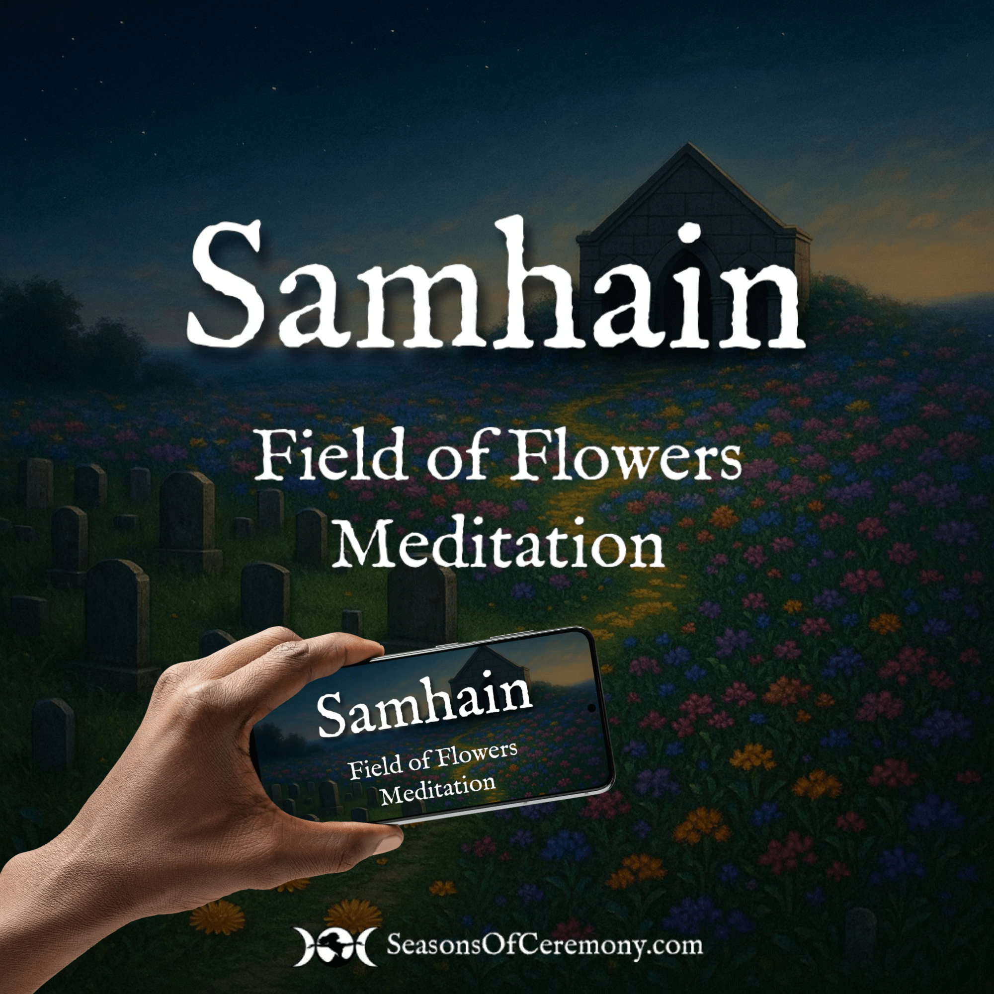 Samhain meditation cover — At the Threshold Between Worlds; to accompany breath, presence, and inner stillness.